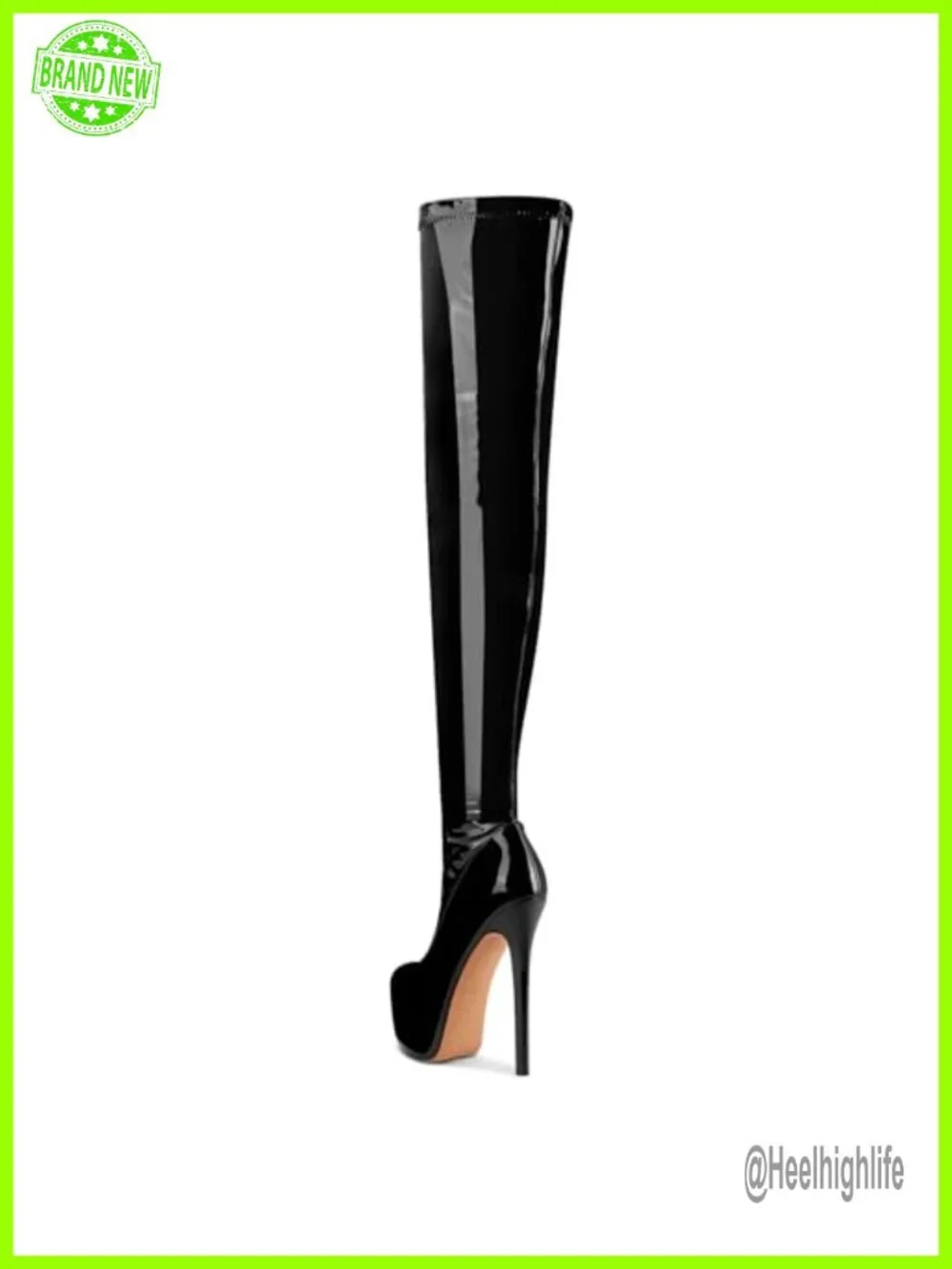 Patent Leather Over The Knee Stiletto Platform Boots Thigh High Heels 5.9in